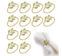 12 Piezas Servilleteros Individuales Oro, Servilletero de Metal, Anillos Servilletas de Hoja, de Boda Cena Familiar Fiesta de Navidad Día de Acción de Gracias