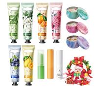 12 Piezas Set Crema De Manos Regalo, Incluyendo 6 Crema Manos, 3 Velas Aromáticas, 3 Balsamo Labios, Para Mujeres Como Pequeños Obsequios Para Colegas, Madres Y Esposas
