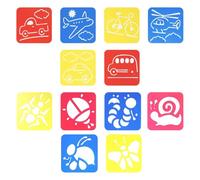 12 Piezas Set de Plantillas de Pintura,Plantillas dibujo niños,Stencil plantillas Diseños de Transportes y Animales, Herramientas Educativas para Aprender a Pintar y Realizar Manualidades