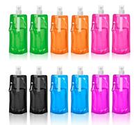 12 Piezas Sistema de Botellas de Agua Plegable,500ml Plegable Flexible Botella de Agua Reutilizable,Botella de Agua Plegable Portátil,Plegable Bolsa de Agua,Para Campamento,Caminatas,Viajes