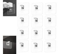 12 Piezas Soporte Estante Autoadhesivo, Soporte Balda Armario Sin Perforar, Escuadra Estanteria, 6x6x0.1cm Transparente, Acero Inoxidable PVC, 3kg Max Carga con Ventosa para Armario Libreria