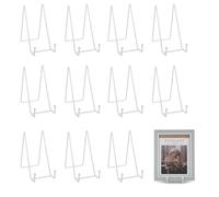 12 Piezas Soporte Platos Decorativos, 6 Pulgadas Metálico Soporte Platos Mesa Caballete Expositor, Soporte para Fotos Soporte de Placa para Exhibicion para Libros Arte Marcos Platos (Blanco)