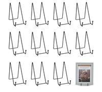 12 Piezas Soporte Platos Decorativos, 6 Pulgadas Metálico Soporte Platos Mesa Caballete Expositor, Soporte para Fotos Soporte de Placa para Exhibicion para Libros Arte Marcos Platos (Negro)