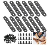12 Piezas Soportes de Esquina Planos de Acero Inoxidable, 78 x 16 x 1.7mm Soportes de Placa Plana, Conector de Metal Plano con Tornillos, para Armario Muebles Silla de Madera Bricolaje, Reparaciones