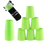 12 Piezas Stacking Cups, ZoneYan Cups Juego, Vasos Stacking, Juegos Infantiles al Aire Libre, Juegos de Fiesta, Entrenamiento de Desafío de Velocidad, Verde