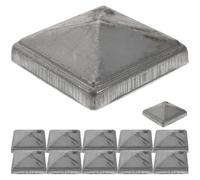 12 Piezas Tapa para Poste de Hierro Rectangular Piramidal | Plata, 80x80mm, , Diseño Simple de Estructura, para Columna Barrera o Farola