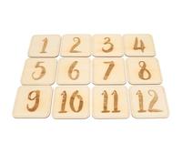 12 Piezas Tarjetas Mensuales de Madera, Accesorio Fotográfico | Set Conmemorativo para Recién Nacidos, Registro del Crecimiento, Conteo Prenatal, Decoración del Hogar