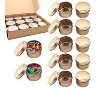 12 Piezas Tarros de Aluminio, Latas Recipiente Redondo, latas de Metal de 4 onzas para velas, Caja Almacenaje de Viaje, Bote Vacío Tarros con Tapa para Almacenar Especias, Dulces, te o Regalos