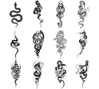 12 Piezas Tatuajes Temporales, Pegatina Tatuaje Falso, Tatuajes Comedor Muerte Temporales, Hazte Más Brillante(Serpiente)