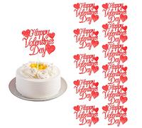 12 Piezas Topper de Tarta Feliz Día de Los Enamorados, Adorno para Tarta con Purpurina Roja Decoraciones para Fiestas para el Día de San Valentín Boda Fiesta de Compromiso