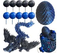 12 Piezas Topper Tarta Dragon, Azul y negro Dragones Decoración para Tartas, Decoración para Tartas de Cumpleaños, Feliz cumpleaños blusa de pastel brillante Decorar, Adorno de pastel de bricolaje