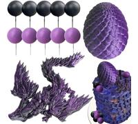 12 Piezas Topper Tarta Dragon, Negro púrpura Dragones Decoración para Tartas, Decoración para Tartas de Cumpleaños, Feliz cumpleaños blusa de pastel brillante Decorar, Adorno de pastel de bricolaje