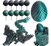 12 Piezas Topper Tarta Dragon, Verde y Negro Dragones Decoración para Tartas, Decoración para Tartas de Cumpleaños, Feliz cumpleaños blusa de pastel brillante Decorar, Adorno de pastel de bricolaje