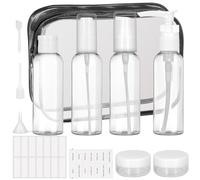 12 Piezas TSA Aprobó La Botella De Viaje De Portátiles, 60ml Botes Rellenables Viaje, Botes para Gel y Champu Viaje con Bolsa Transparente Espátula Pipeta Etiquetas para Embudo Champús Lociones