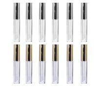12 Piezas Tubo de Brillo de Labios Vacío 5ml, Tapa Galvanizada | Cuerpo Transparente y Ligero, para Viaje y Uso Diario, Color Plata o Dorado, Fácil de Llevar