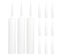 12 piezas Tubo de Sellador Recargable 300ml Blanco Tapa navidad | Plástico PE Reutilizable, Punta Recortable, Flujo Ajustable, Compatible Adhesivos, Juntas de Azulejos y Suelos Domésticos