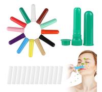 12 Piezas Tubos Inhaladores Nasales, Plástico Tubo Aromaterapia con 12 Mechas, Inhalador Aromaterapia en 12 Colores, Palillos de Inhalador para Aromaterapia y Perfumería