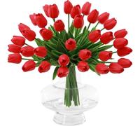 12 Piezas Tulipanes Artificiales de Un Solo Tallo Flores Artificiales Realistas de Seda Toque Real Apto para Celebraciones y Bodas