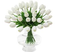 12 Piezas Tulipanes Artificiales de Un Solo Tallo Flores Artificiales Realistas de Seda Toque Real Apto para Celebraciones y Bodas