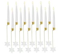 12 piezas Velas de árbol de Navidad con LED Remote LED en llamas sin velas parpadeantes con ganchos de copos de nieve Luz blanca cálida para la fiesta de interior Decoración de vacaciones en cas