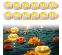 12 Piezas Velas Flotantes LED, 5.8 x 2.5 cm Velas Blancas, velas Pequeñas, velas Flotantes para Agua, Velas Decorativas para Cena, Boda, Piscina, Spa, San Valentín, Navideña(12 Irregulares)