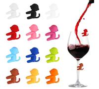 12 Piezas Vistoso Marcadores de Mono Copas de Vino, Adornos de Copa de Vino de Silicona, Identificador de Copa de Vino per Bicchiere da Champagne, Bicchiere da Cocktail, Bicchiere da Martini