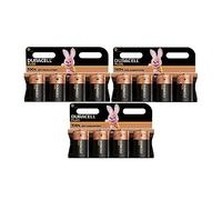 12 pilas alcalinas Duracell D Plus, LR20 MN1300 (3 blísters de 4 baterías), 12 pilas