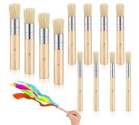 12 pinceles de madera para estarcido de cerdas naturales, pinceles de pintura con mango de madera para acrílico, óleo, acuarela, arte, plantilla, proyecto, manualidades, 3 tamaños