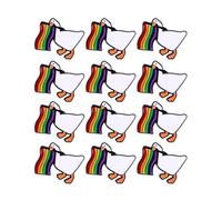 12 pines esmaltados con bandera de ganso y arco iris, broche de solapa LGBTQ, insignia para ropa, bolsos, mochila, sombrero, chaqueta, regalos del mes del orgullo, Talla única, Metal, No es una piedra