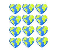 12 pines esmaltados de la Tierra, pin de corazón para proteger la tierra, insignia promocional del Día de la Tierra, 2.6cm x 2.3cm（1.02" x 0.91"）, Metal, No es una piedra preciosa