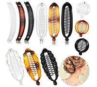 12 Pinzas de Cabello de Plátano Peines Clásicos para Cubierta Peine Doble Grande Clip de Plátano Pinza de Pelo de Cola de Pez Clip de Soporte de Cola de Caballo de Plátano para Mujer Niña, 4 Estilos