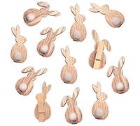 12 Pinzas de Madera con Motivo de Conejo y pompón de Pascua - para Decorar nidos de Pascua, Regalos, Tarjetas y más - para niños y Adultos - decoración de Pascua Reutilizable