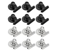 12 pinzas magnéticas, soporte para tarjetas de tarjetas, pinzas magnéticas de metal para pizarra blanca, con pinza magnética, adecuadas para pizarras blancas y frigoríficos