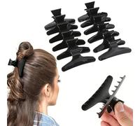 12 Pinzas para el Pelo de Mariposa Negra, Abrazaderas de Sección para Peluqueros,Antideslizante, Fácil de Usar