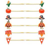 12 pinzas para el pelo de otoño para mujer, horquillas de Acción de Gracias, cosecha de pavo, hoja de arce, calabaza, pinzas para el pelo de otoño, accesorios para el cabello, regalos de vacaciones