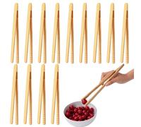 12 pinzas para pan de madera de bambú, 17,8 cm, pinzas para pan de madera, pinzas de cocina, resistentes a altas temperaturas, estructura antideslizante y rebote para hornear, pan, té de frutas