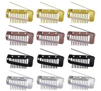 12 pinzas para peluca, pinzas para peluca con alfileres de seguridad, 10 dientes, pinzas invisibles para peluca, para asegurar peines de peluca para niñas y mujeres, pañuelo para la cabeza con peluca