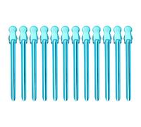 12 pinzas ZONADAH con pico de pato para peluquería, pinzas de pelo de acero inoxidable, pinzas de cocodrilo con agujeros, color azul