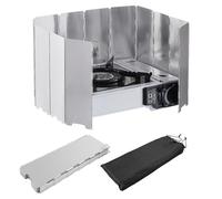 12 Placas Parabrisas Plegable para Camping, Parabrisas Plegable y Portátil, Protectora Paravientos de Aluminio, Estufa al Aire libre Parabrisas, Cortavientos Plegable para Cocina o Gas de Camping