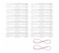 12 Plantillas de Cejas Reutilizables para Principiantes, Kit de Plantillas para Cejas con Sello Brow Charm, Transparentes, Distancia 1,0 cm, Fáciles de Usar para Perfectas