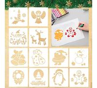 12 plantillas de dibujo de Navidad, plantillas reutilizables, plantillas de Navidad para álbumes de recortes, juego de plantillas de Navidad, tarjetas de regalo, regalos navideños para niños