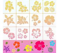 12 plantillas de hibisco para pintar flores hawaianas, plantillas de flores grandes para álbumes de recortes, dibujo, manualidades, dibujo y decoración del hogar de madera, 15,2 x 15,2 cm