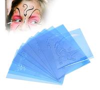 12 plantillas de pintura facial reutilizables PET para pintura facial, plantillas de tatuaje para carnaval, fiesta, pintura corporal, 20 x 12 cm