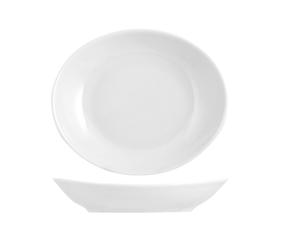 12 Platos Gondola Tivoli En Porcelana Blanca Cm 21X18 Hecho En Italia