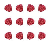 12 Pompones Animadora,flores de animadoras,Pompones de Animadora de Plástico,Pompones Azules Animadora,Animadora Poms,para competición deportiva, bailar, animadores, adultos, niños (Rojo)