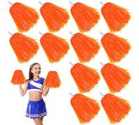 12 pompones de animadora, pompones deportivos, pompones de animadora, para eventos deportivos, bailes de carnaval, color naranja