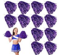 12 pompones de animadora, pompones deportivos, pompones de animadora, pompones para eventos deportivos, juegos de pelota, bailes, fiestas de carnaval, color morado