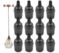 12 portalámparas E27 vintage macizo, casquillo de baquelita con soporte para bombilla, adaptador de bombilla Edison retro, casquillo para bombillas E27 (negro)