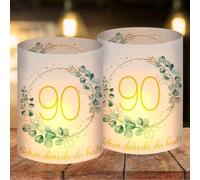 12 portavelas decorativas para mesa de 90 cumpleaños, decoración de mesa de 90 cumpleaños para mujeres, 90 cumpleaños para mujer y hombre, adecuado para velas de té o velas con bonito DASS Du Da Bist