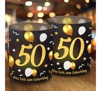 12 portavelas para 50 cumpleaños - «Schön dass Du da bist - Black Gold - para velas de té o velas - Happy Birthday